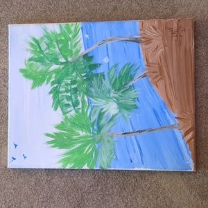 11 x 14 Painting. Palms blowing in the wind.